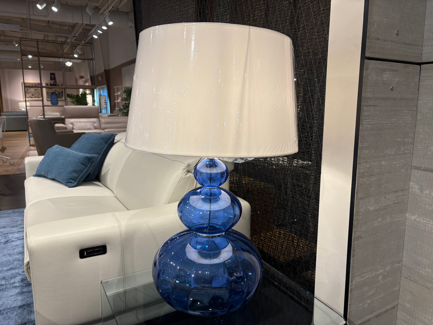 Blue Bubble Glass Table Lamp