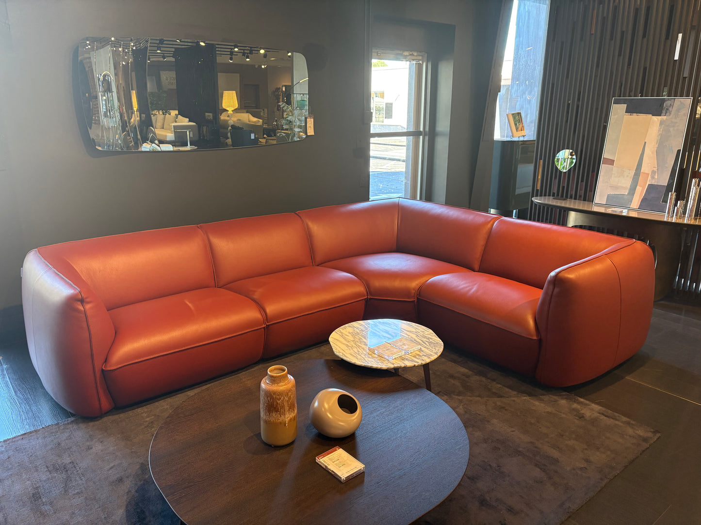 Red Leather Sectional