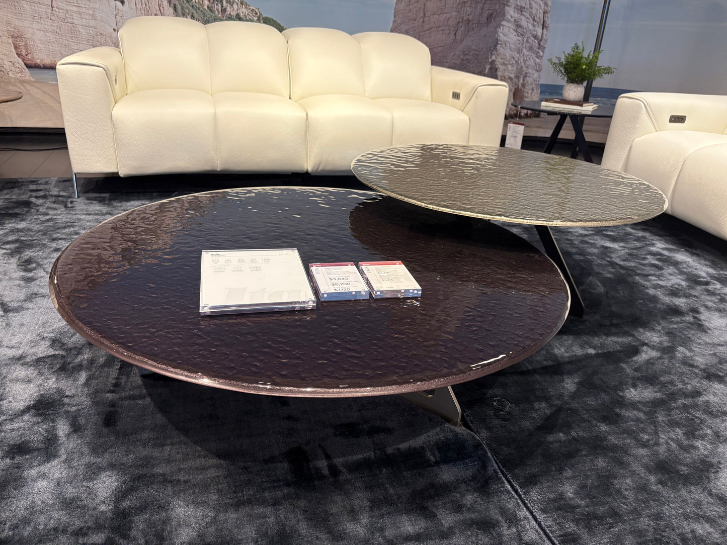 Champagne Colored Glass Cocktail Table