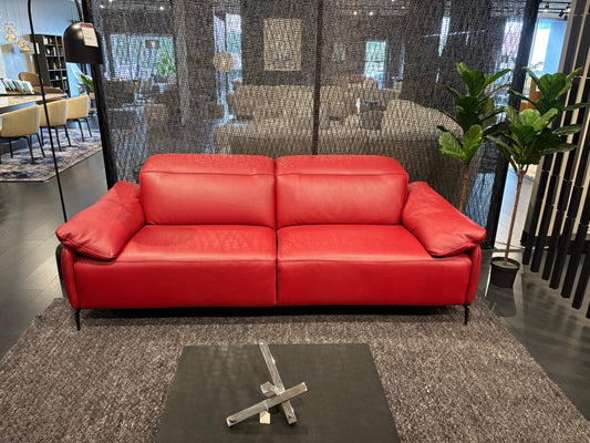 Red Leather Power Reclining Sofa