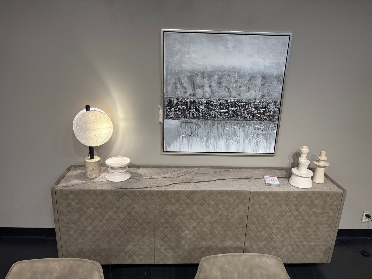 Diamond Pattern Upholstered Sideboard