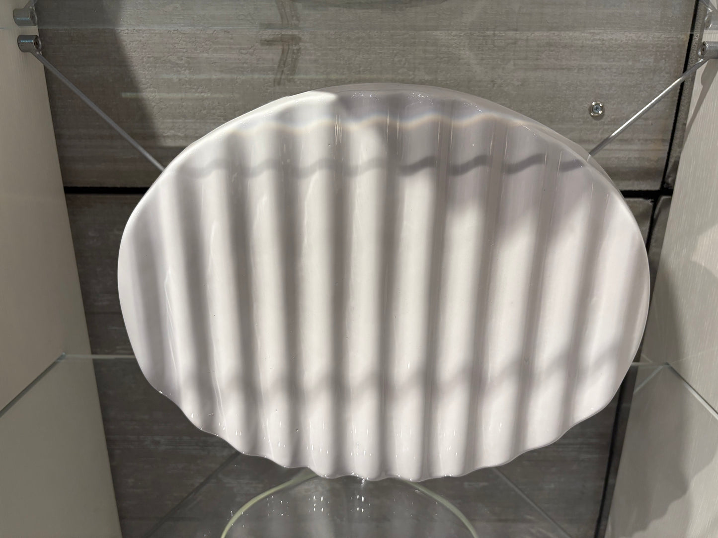 Ridged White Oval Vase