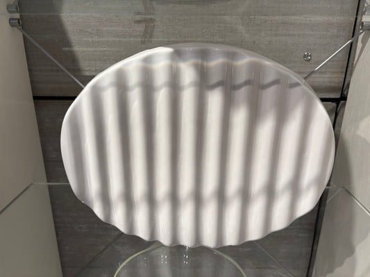 Ridged White Oval Vase