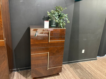 Gold Accented Coffee Walnut Chest