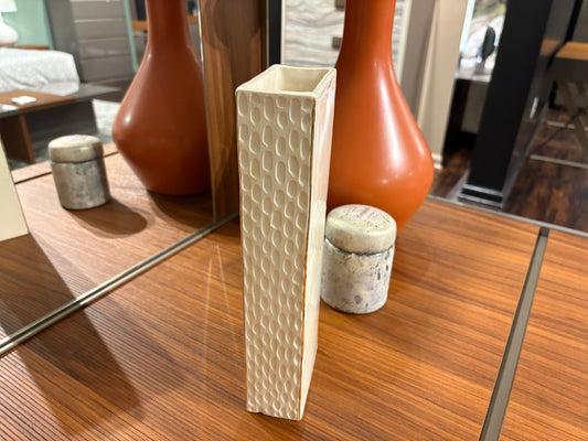 Divot Design Rectangle Ivory Vase