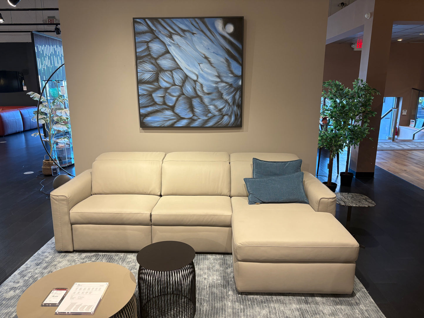 White Leather Power Reclining Sofa w/ Chaise