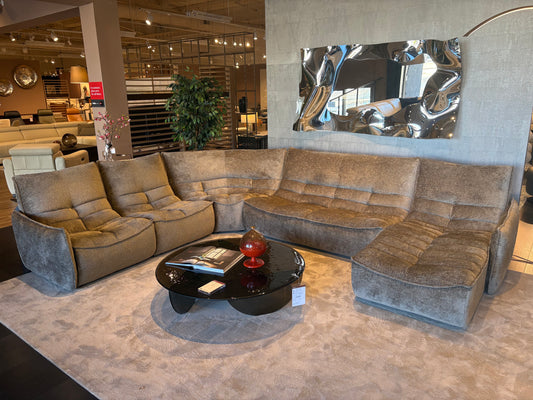 Brown Fabric Reclining Sectional