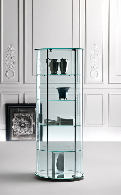 Tall Curved Glass Display Cabinet w/ LED System