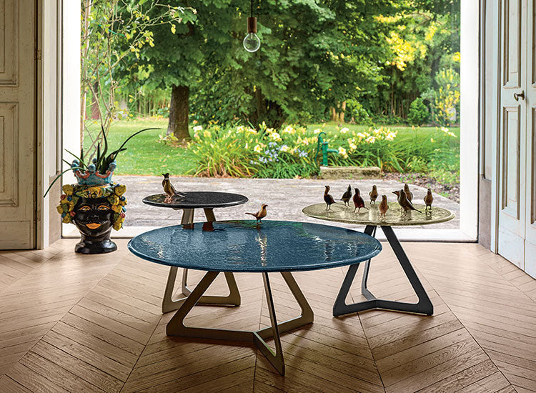 Night Blue Glass Cocktail Table