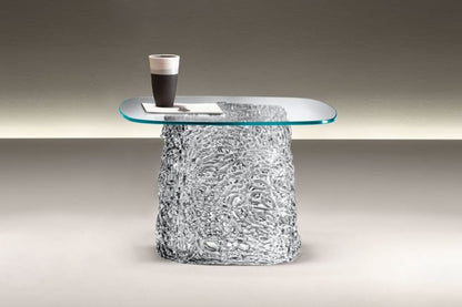 Glass End Table with Interwoven Glass Base